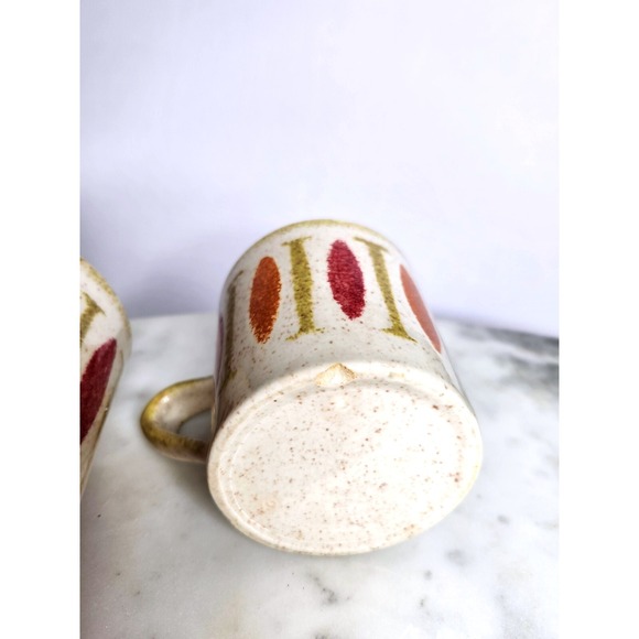 Red Wing Pottery PEPE Set 2 MCM Coffee Mugs Hand Painted Mid Century Modern Geo - Picture 7 of 8